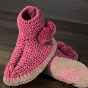 Comfy Hand Knitted Indoor Slipper Booties w Pom-Poms 🎁 Excellent Gift! 🎁